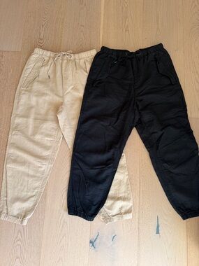 GAP Beige and Black Drawstring Jogger Pants